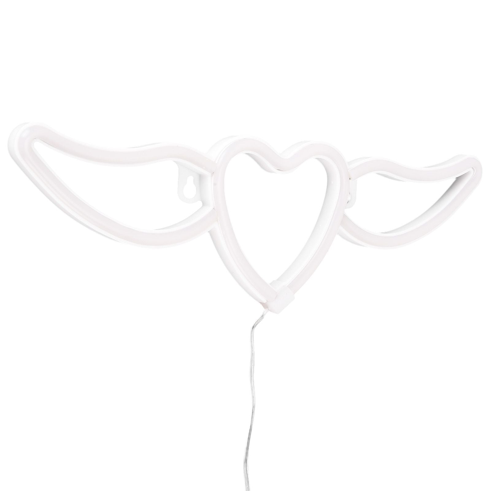 Heart Shaped Neon Light Safe Energy Saving Dual Power Heart Shaped Wings Neon Sign for Valentine's Day Wedding(Purple Light Warm White Light )