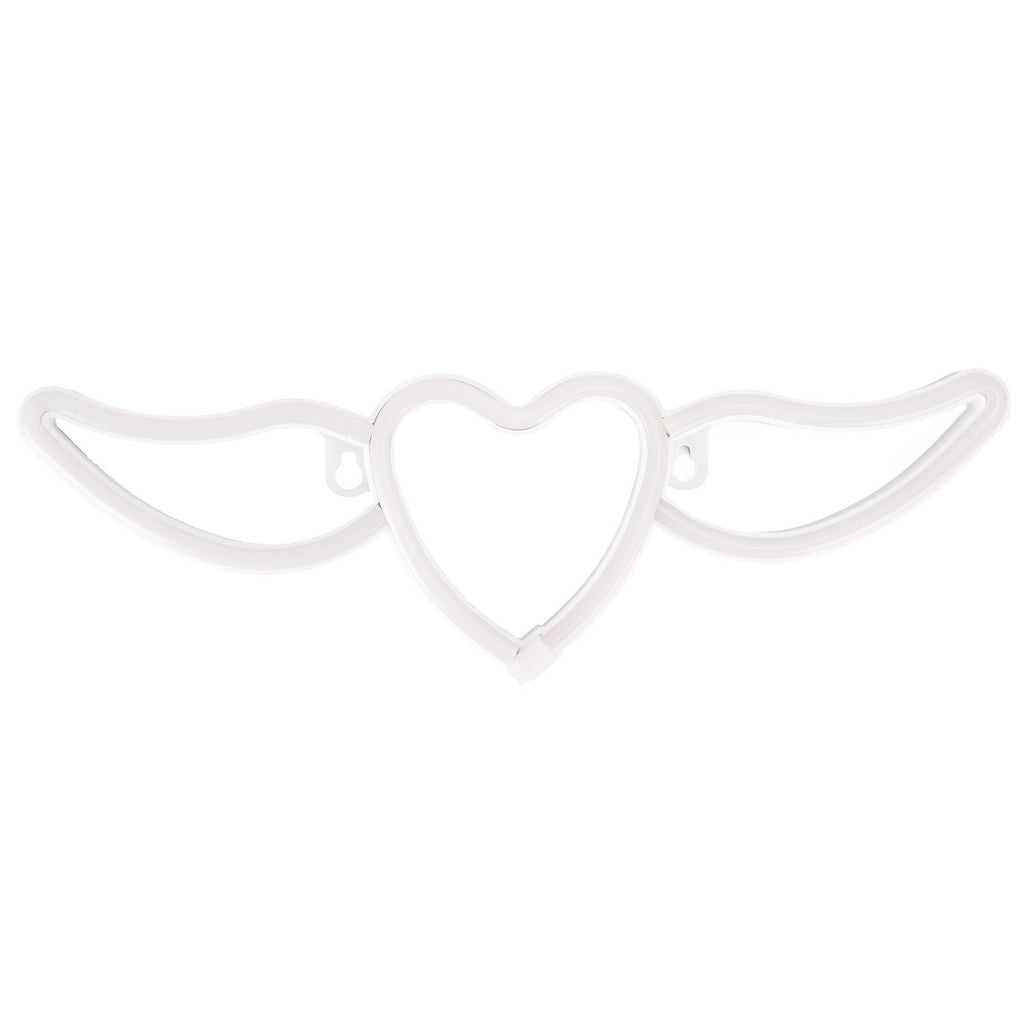 Heart Shaped Neon Light Safe Energy Saving Dual Power Heart Shaped Wings Neon Sign for Valentine's Day Wedding(Purple Light Warm White Light )