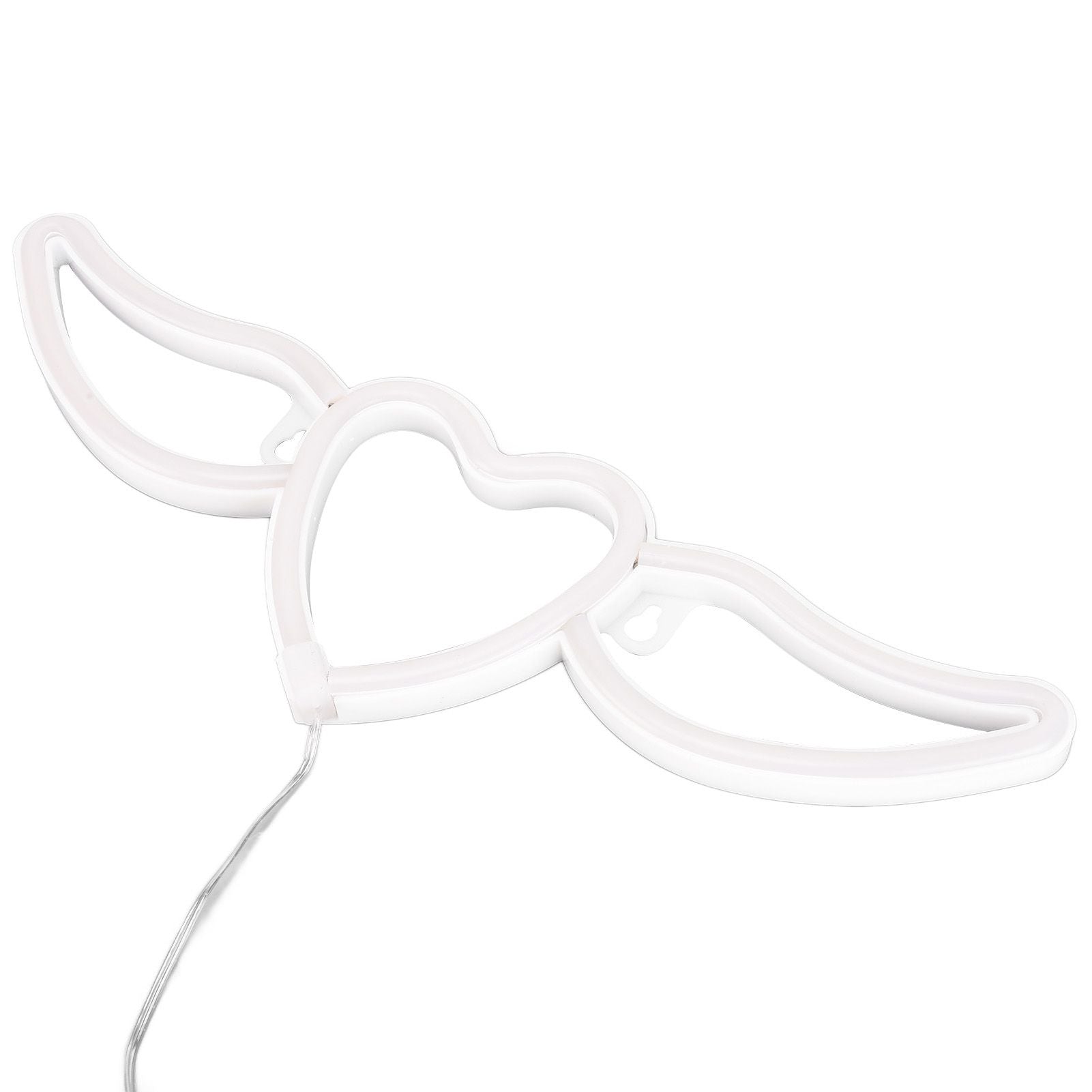 Heart Shaped Neon Light Safe Energy Saving Dual Power Heart Shaped Wings Neon Sign for Valentine's Day Wedding(Purple Light Warm White Light )