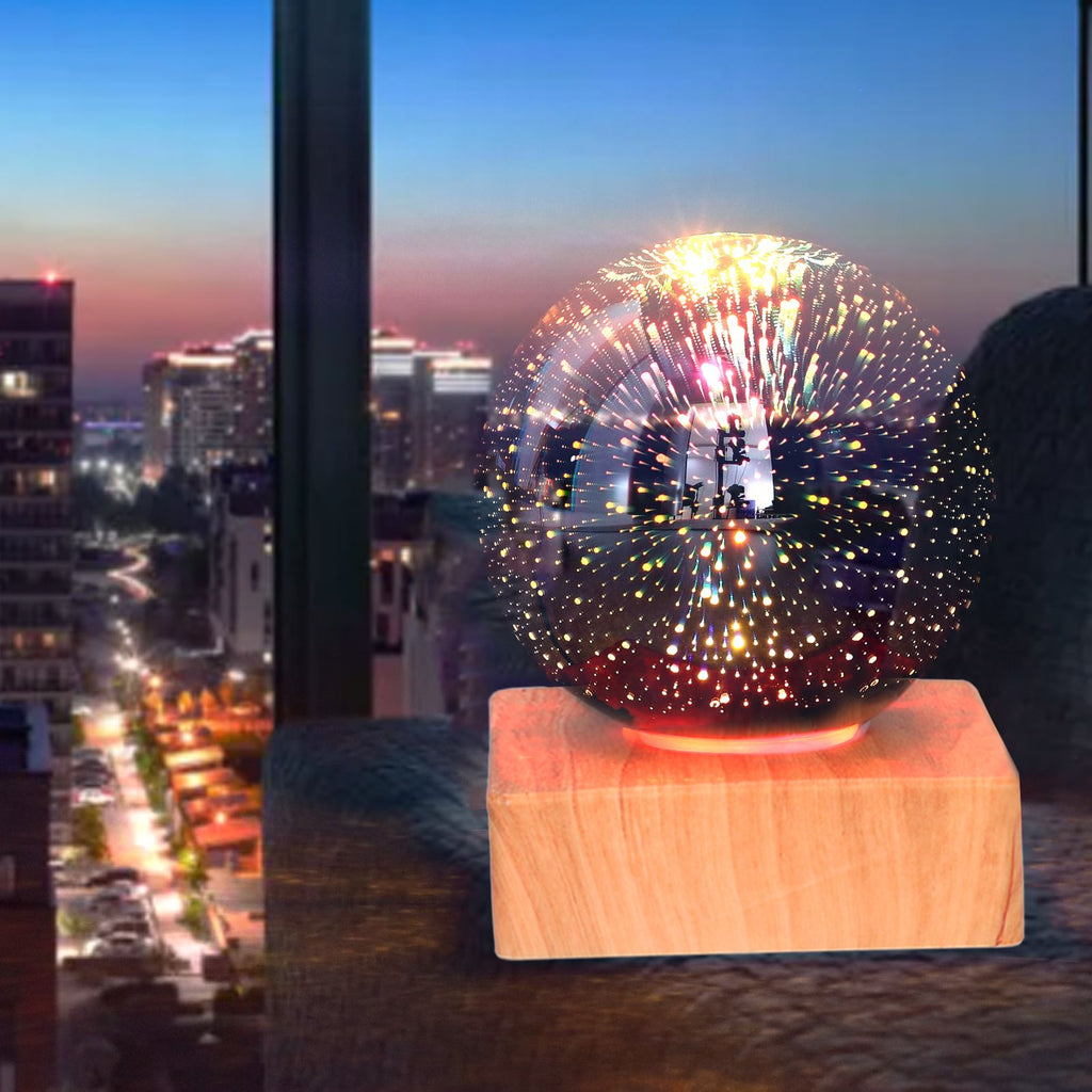 3D Firework Light LED Colorful Table Lamp USB Powered Glass Ball Night Light for Bedroom Office