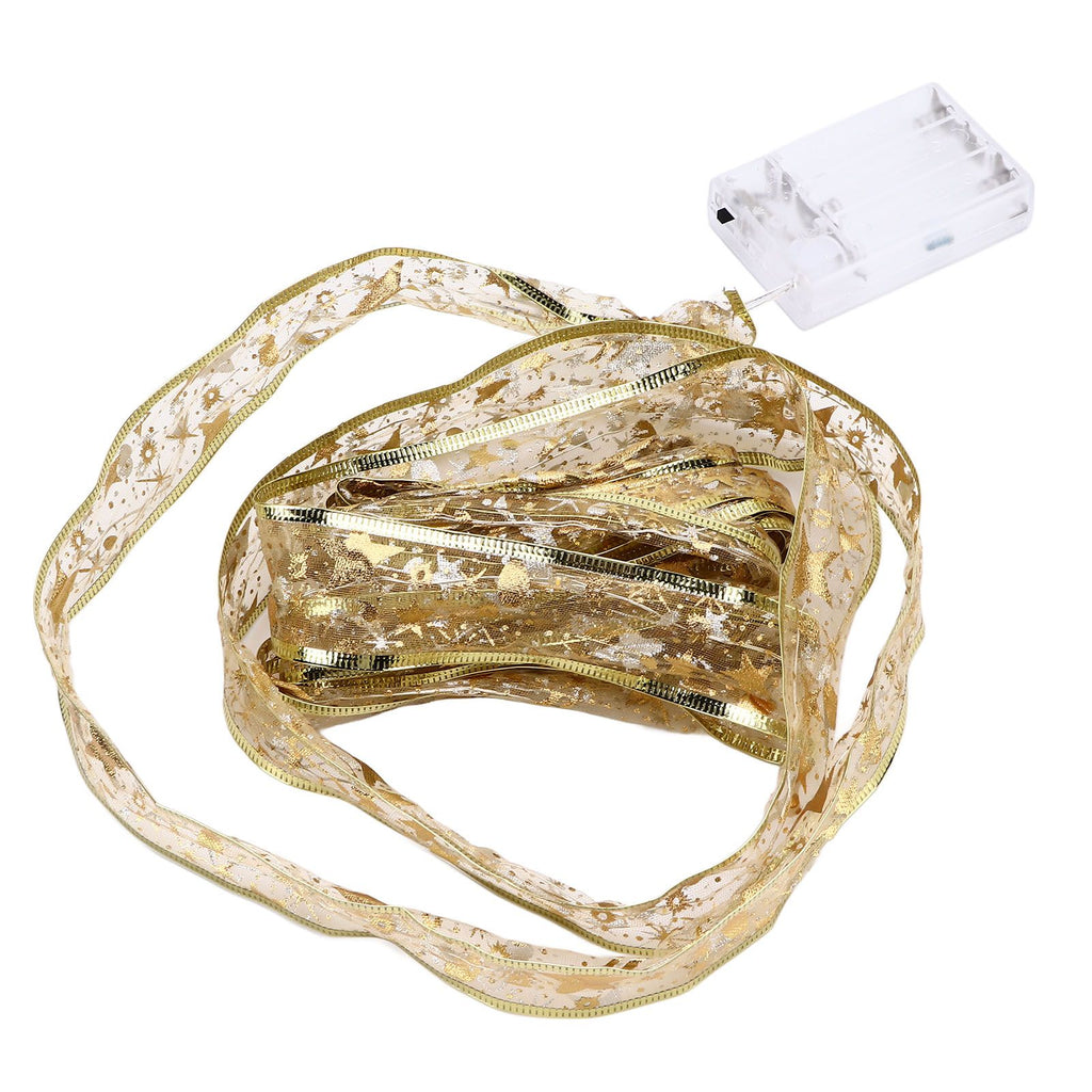 13.12ft Christmas Light Ribbon LED Christmas Tree Gold Transparent Ribbon Light for Festival DecorationWarm White Light