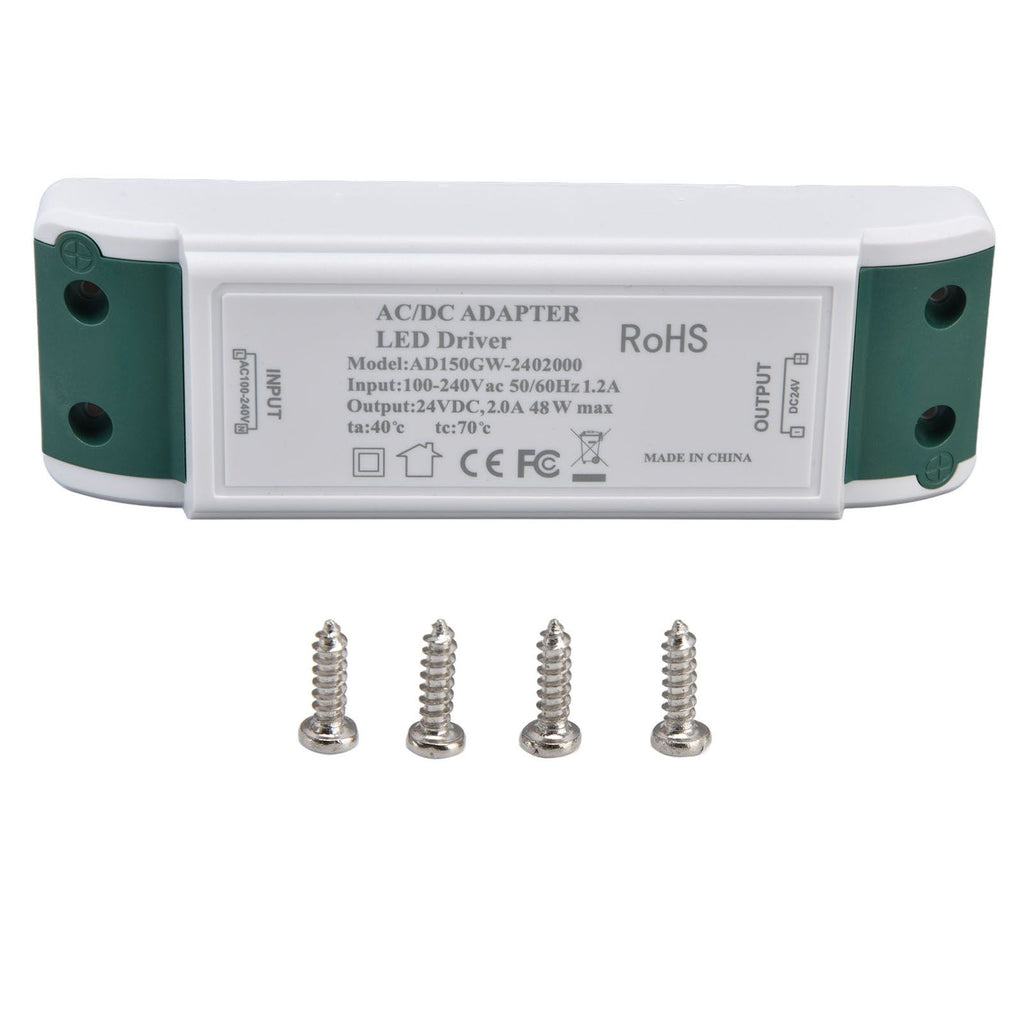LED Transformer 24V DC 2A 48W Constant Current LED Power Supply Driver for Home and Office AC100‑240V