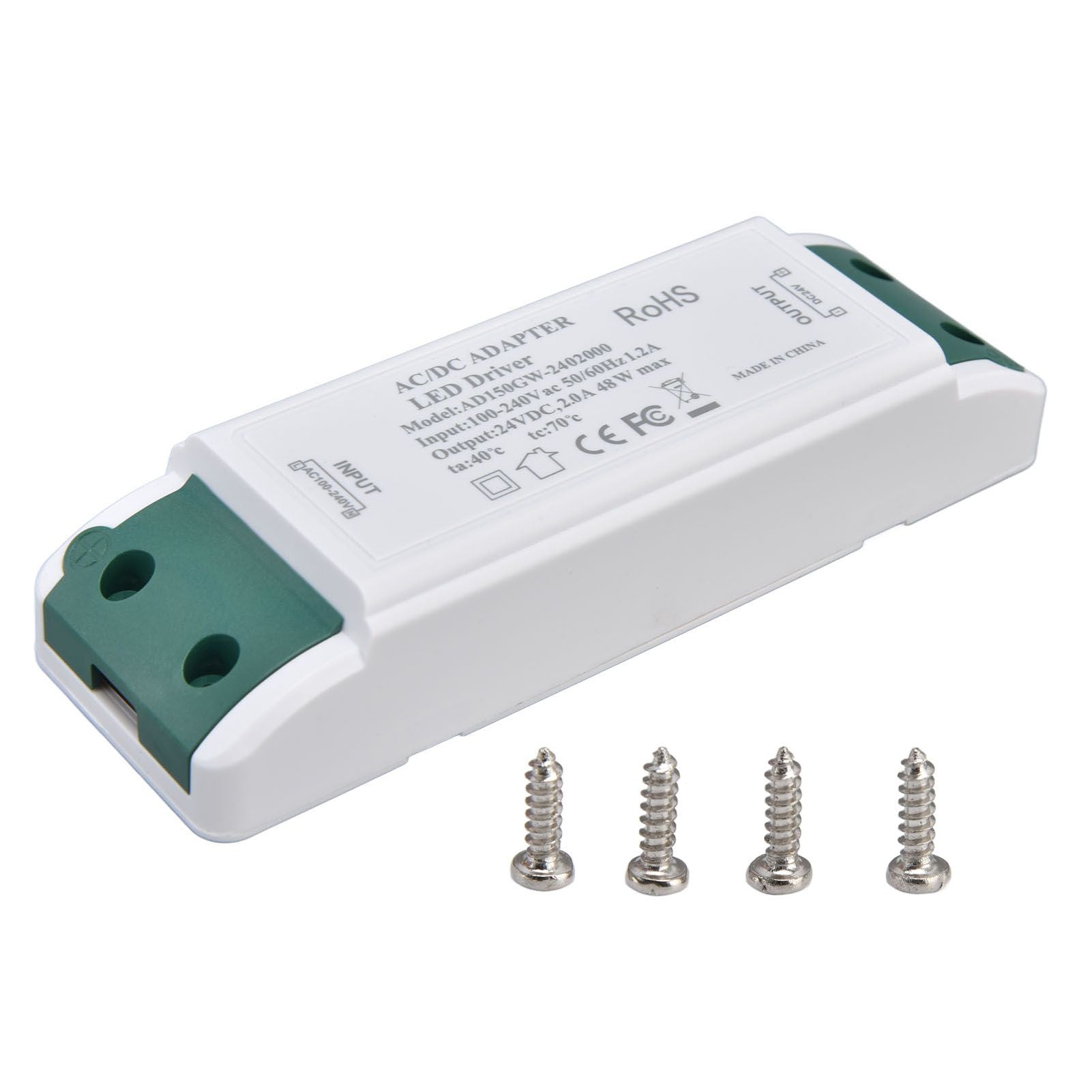 LED Transformer 24V DC 2A 48W Constant Current LED Power Supply Driver for Home and Office AC100‑240V