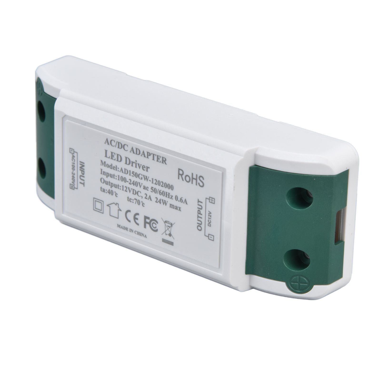 LED Driver 12V DC 24W 2A LED Power Transformer for LED Strip Light and Cabinet Light AC100‑240V