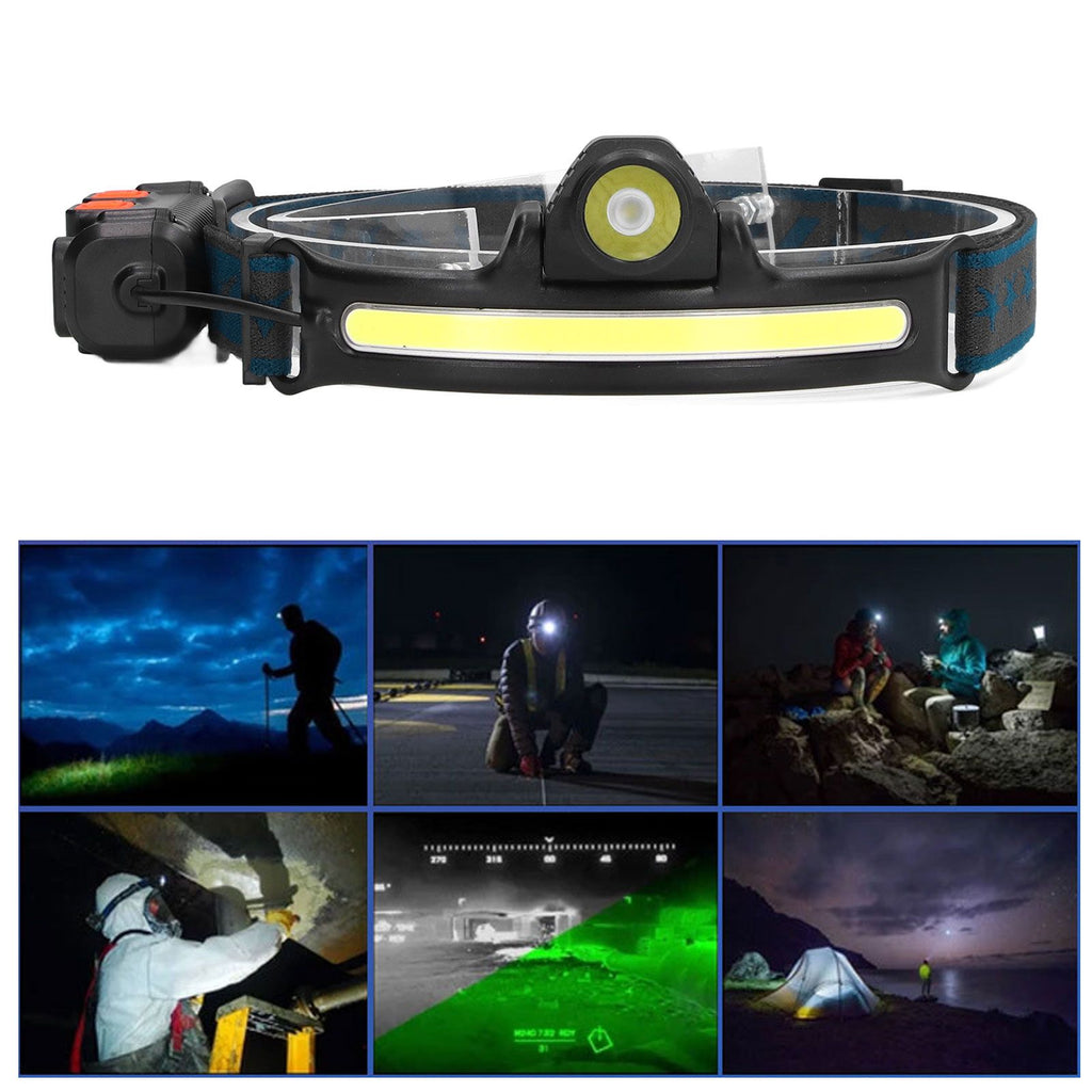 XPG COB Induction Headlamp Type C Rechargeable Outdoor LED Head Torch with Built in Battery