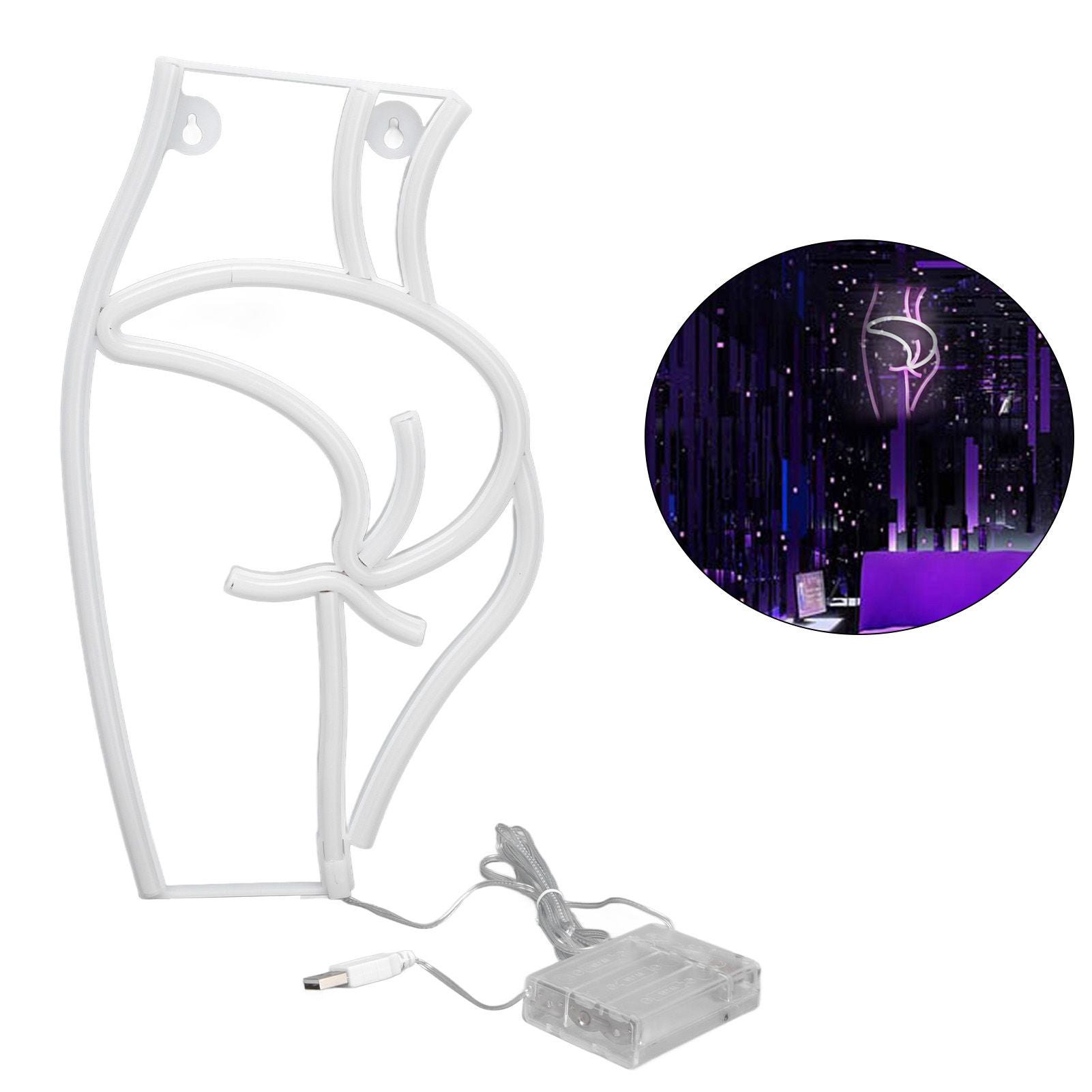 Neon Light Female Model Interesting Shape Dual Power Supply Easy Carry LED Night Light for Bar KTVPink Light