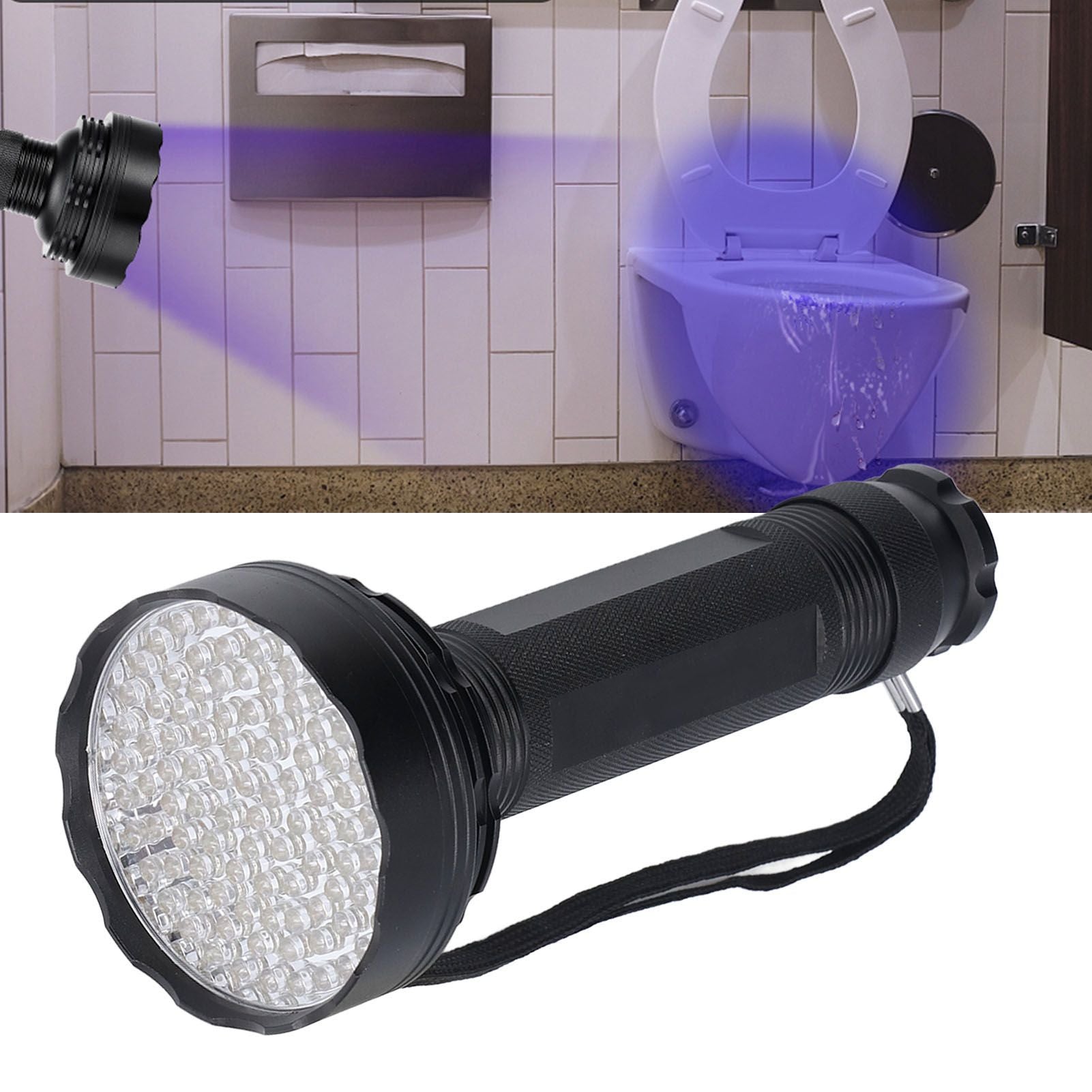 UV Flashlight 100 LED Beads 395nm Easy Use Excellent Performance Anti Slip Treatment Fluorescent Detection Supplies