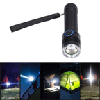 LED Flashlight Telescopic Zoom Protective Function Aluminum Alloy Barrel 2000LM Zoom FlashlightBlack