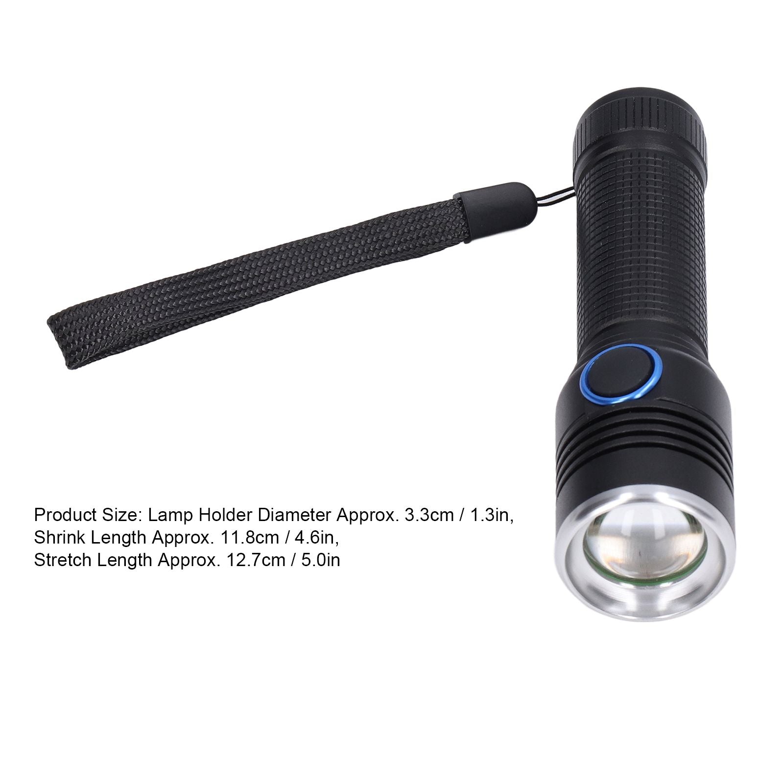 LED Flashlight Telescopic Zoom Protective Function Aluminum Alloy Barrel 2000LM Zoom FlashlightBlack