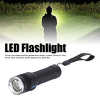 LED Flashlight Telescopic Zoom Protective Function Aluminum Alloy Barrel 2000LM Zoom FlashlightBlack