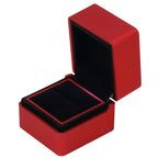 Velvet Ring Box LED Light Eco Friendly Safe Poisonless Elegant Design Romantic Ambience Engagement Ring BoxRed