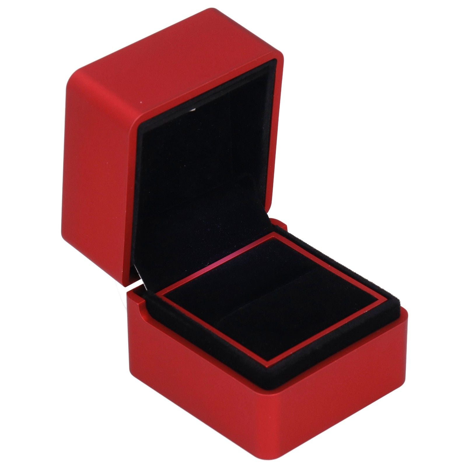 Velvet Ring Box LED Light Eco Friendly Safe Poisonless Elegant Design Romantic Ambience Engagement Ring BoxRed