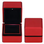 Velvet Ring Box LED Light Eco Friendly Safe Poisonless Elegant Design Romantic Ambience Engagement Ring BoxRed