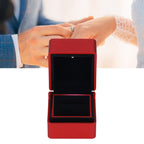 Velvet Ring Box LED Light Eco Friendly Safe Poisonless Elegant Design Romantic Ambience Engagement Ring BoxRed