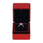 Velvet Ring Box LED Light Eco Friendly Safe Poisonless Elegant Design Romantic Ambience Engagement Ring BoxRed