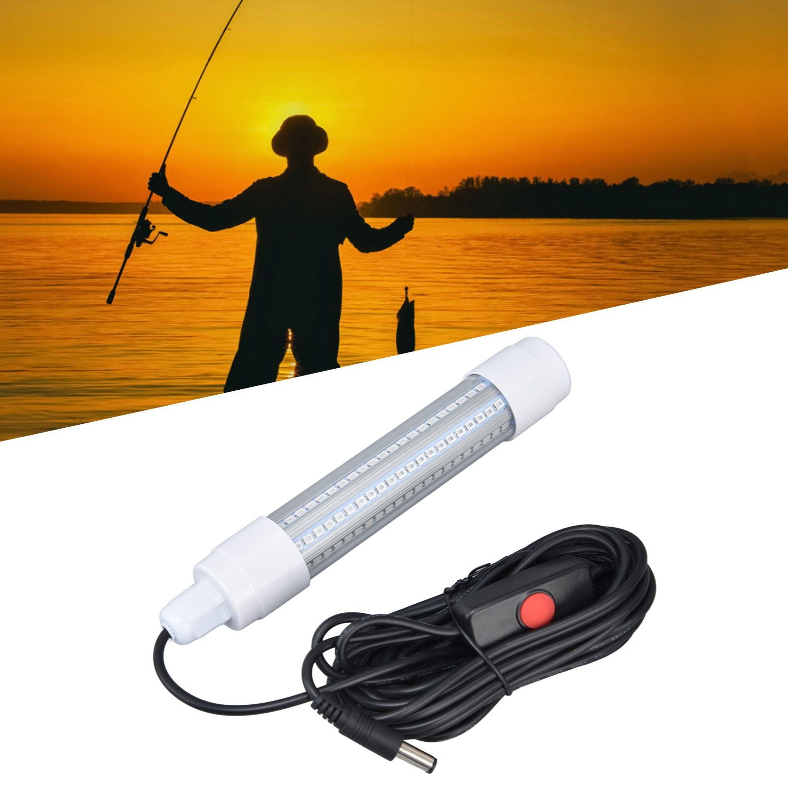 Fishing Light 126 LED IP68 Waterproof 1000lm Submersible Night Fish Finder Lamp 13W AC12‑36VBlue Light