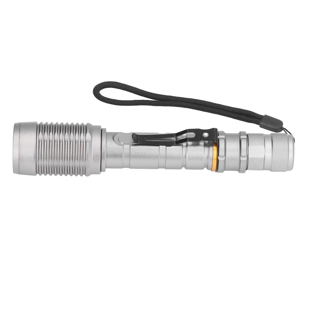 Telescopic Zoomable Flashlight 5 Lighting Modes 5000LM Waterproof Bright Flashlight for Outdoor Adventure Camping Home Gray