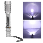 Telescopic Zoomable Flashlight 5 Lighting Modes 5000LM Waterproof Bright Flashlight for Outdoor Adventure Camping Home Gray