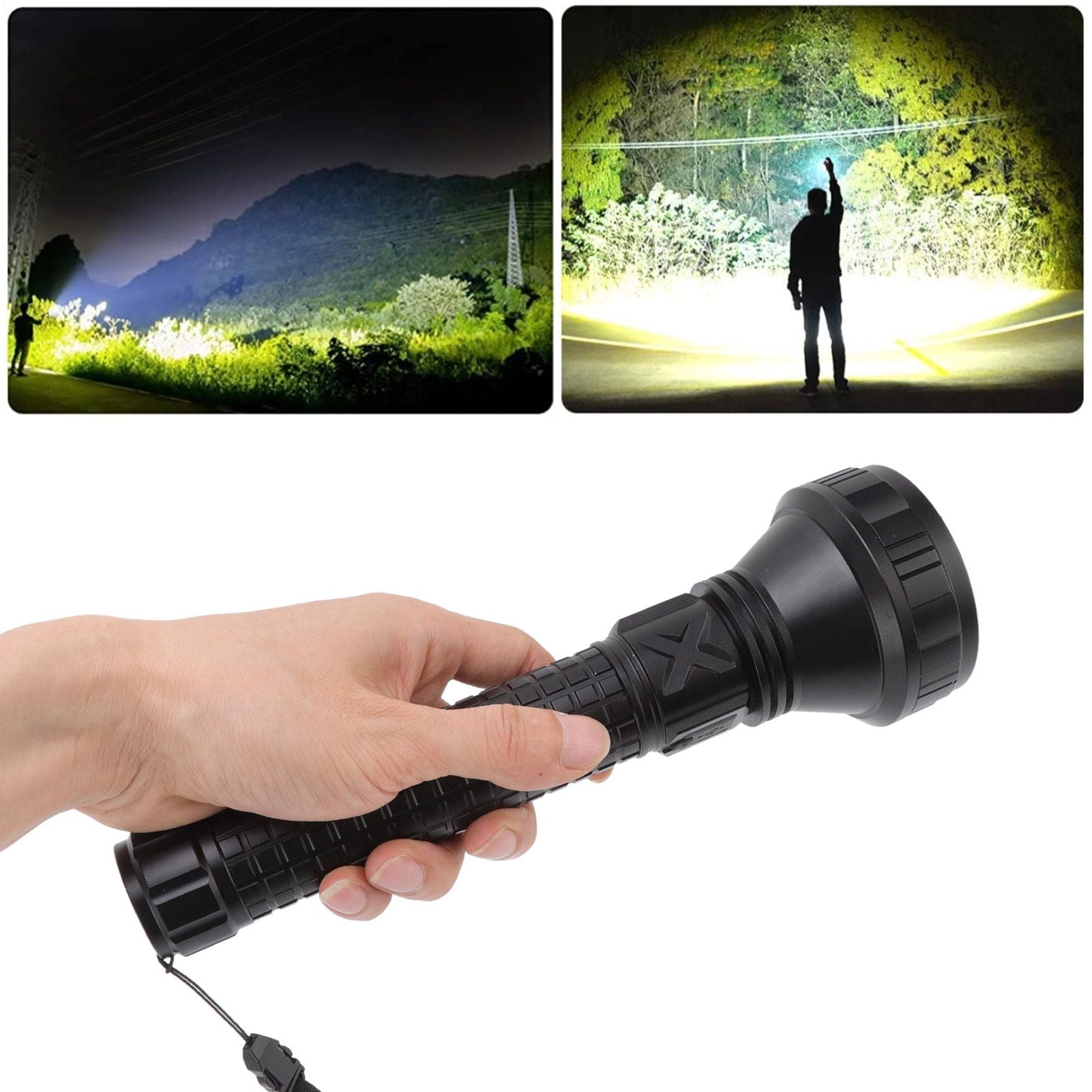 SST40 Powerful Flashlight Three Light Modes Long Range Torch Emergency Flashlight for Outdoor Adventure Camping Hiking