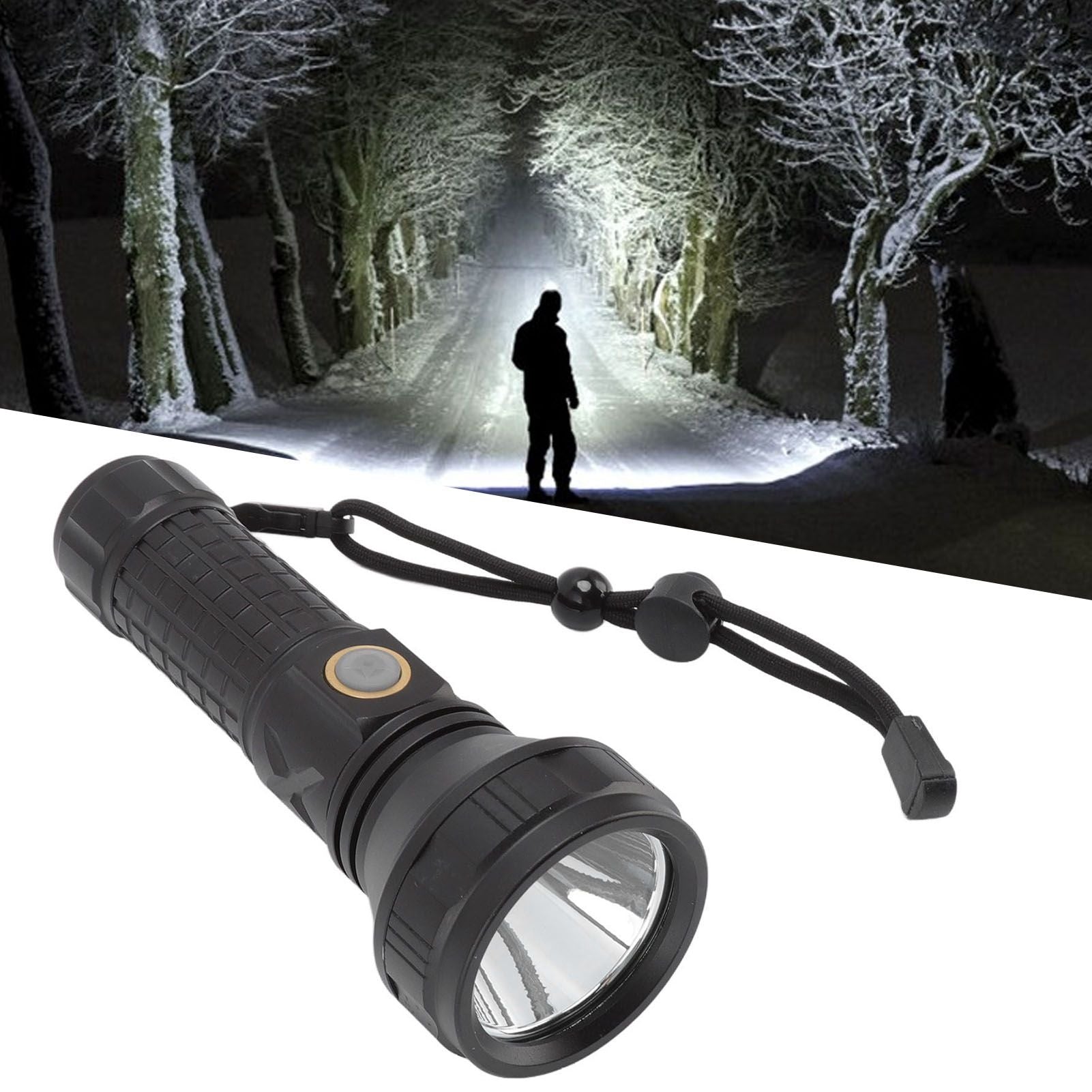 Flashlight Aluminum Alloy 8000lm Three Light Modes Waterproof Flashlight for Household Emergency Camping Hiking Traveling