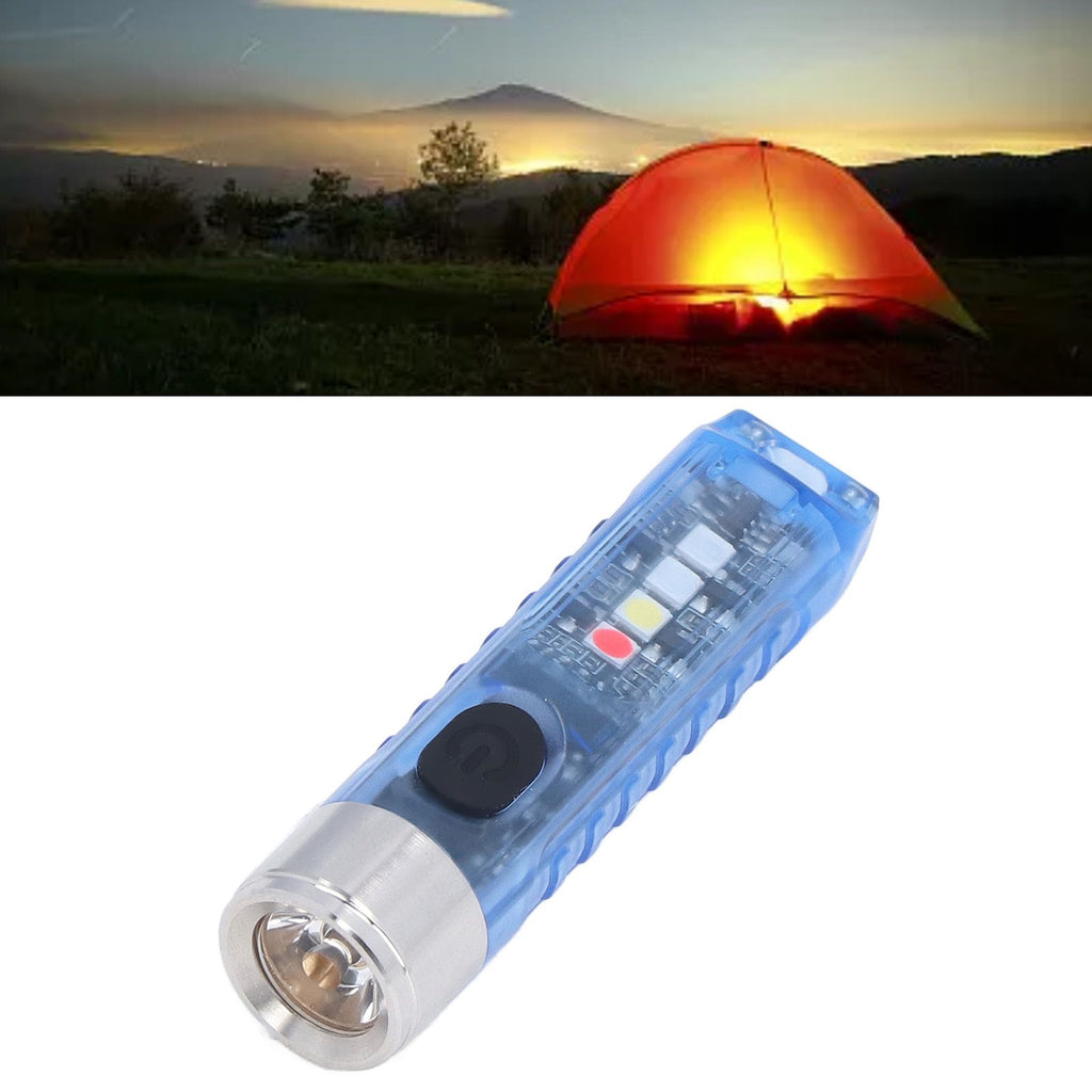 Keychain Flashlight 10 Lighting Modes 5LED TYPE C Fast Charging IP65 Waterproof Portable Keychain Light with Magnetic Base Blue