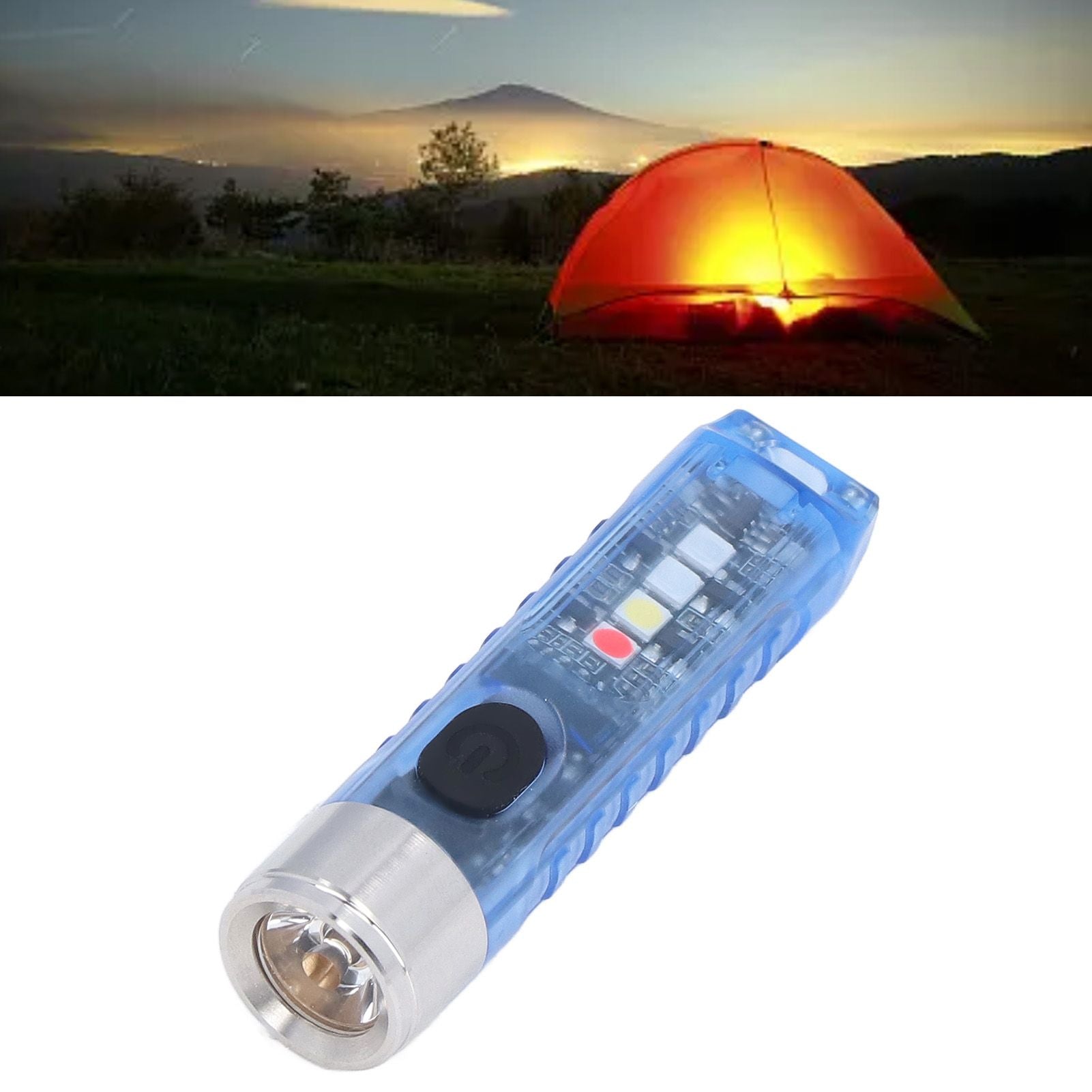Keychain Flashlight 10 Lighting Modes 5LED TYPE C Fast Charging IP65 Waterproof Portable Keychain Light with Magnetic Base Blue