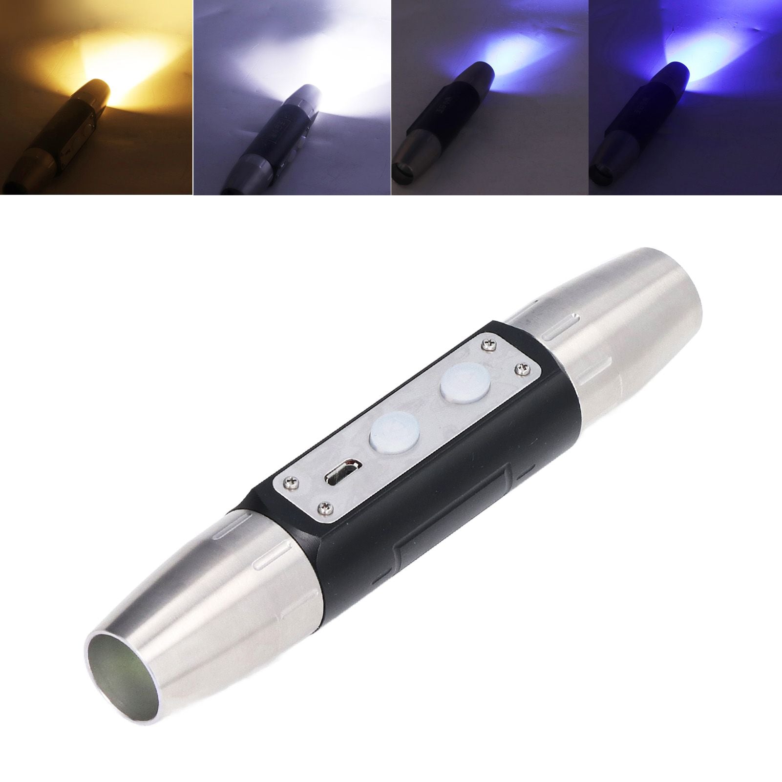 Identification Flashlight Super Bright USB Rechargeable Quad LEDs Portable Jade Jewelry Appraisal Light