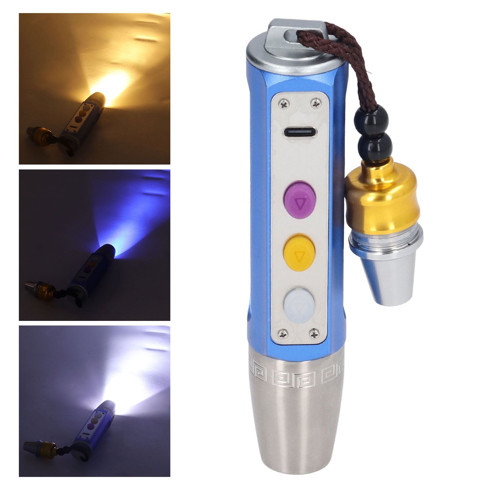 Adjustable Gem Identification Light Pocket 3LED Jewelry Appraisal Flashlight with Battery