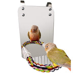 Bird Mirror Toy with Rope Mirror Perch Parrot Bite Toy Parrot Claw Perches Bird Cage Chew Toy