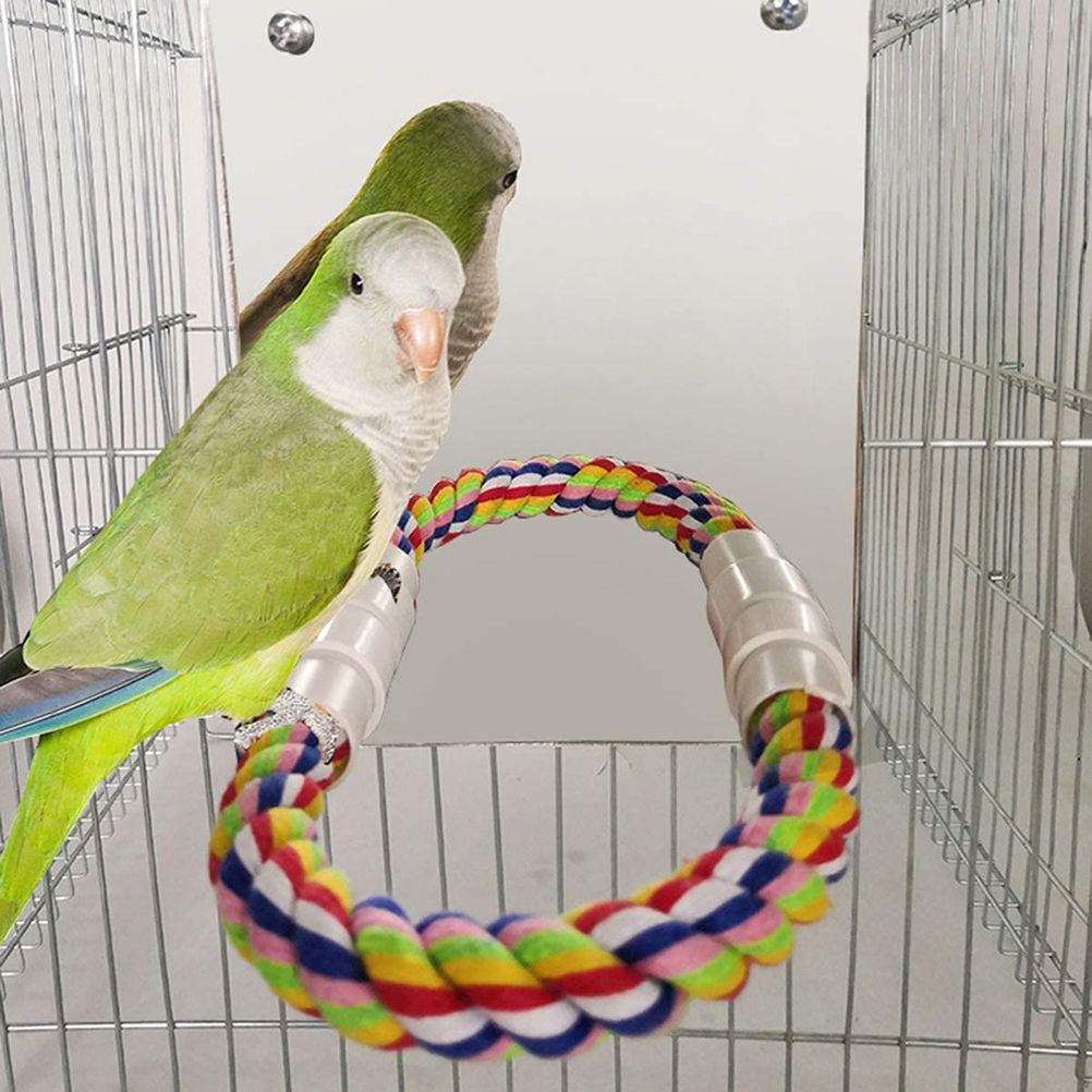 Bird Mirror Toy with Rope Mirror Perch Parrot Bite Toy Parrot Claw Perches Bird Cage Chew Toy