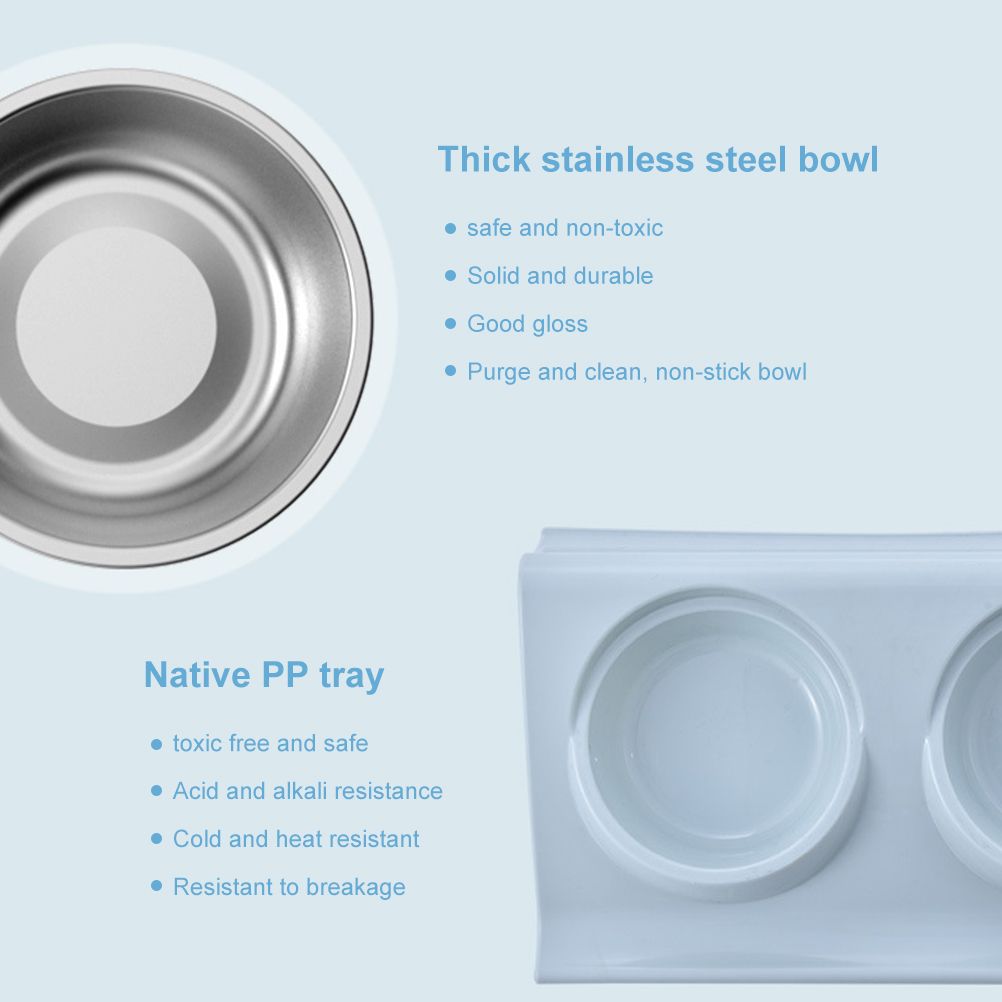 Double Bowls for Dog Stainless Steel Pet Bowl Splashproof Feeding Bowl for Pet
