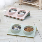 Double Bowls for Dog Stainless Steel Pet Bowl Splashproof Feeding Bowl for Pet