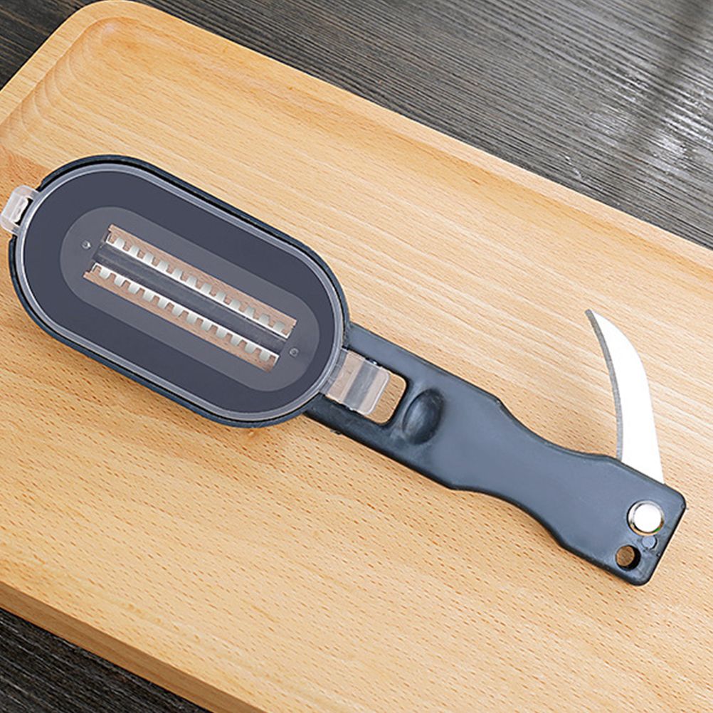 Multifunctional Plastic Fish Scale Cleaner Kitchen Fish Skin Scraper Brush Shaver With Cover Cutter Seafood Tool