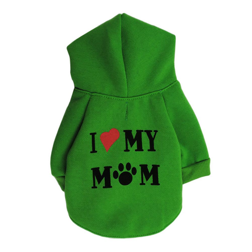 Dog Clothes I Love My Mom Printed Hoodie Puppy Sweatshirt Warm Puppy Clothes Hoodie