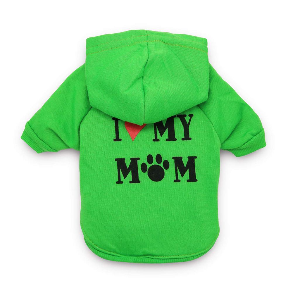 Dog Clothes I Love My Mom Printed Hoodie Puppy Sweatshirt Warm Puppy Clothes Hoodie