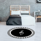 Musical Note Black White Piano Key Printed Round Carpets Area Rugs for Home Living Room Bedroom Floor Decoration