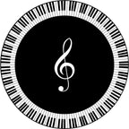 Musical Note Black White Piano Key Printed Round Carpets Area Rugs for Home Living Room Bedroom Floor Decoration
