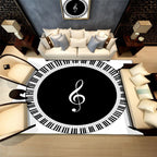 Musical Note Black White Piano Key Printed Round Carpets Area Rugs for Home Living Room Bedroom Floor Decoration