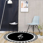 Musical Note Black White Piano Key Printed Round Carpets Area Rugs for Home Living Room Bedroom Floor Decoration