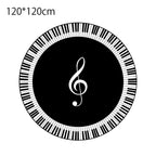 Musical Note Black White Piano Key Printed Round Carpets Area Rugs for Home Living Room Bedroom Floor Decoration