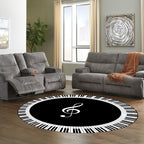 Musical Note Black White Piano Key Printed Round Carpets Area Rugs for Home Living Room Bedroom Floor Decoration