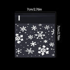100pcs Christmas Gift Packaging Bag Plastic Packaging Bag Snowfake Printed Candy Package Bag