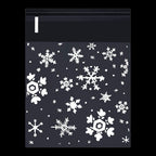 100pcs Christmas Gift Packaging Bag Plastic Packaging Bag Snowfake Printed Candy Package Bag