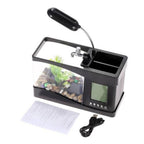 Multifunctional USB Mini Aquarium Fish Tank Aquarium with LED Lamp LCD Display Screen Clock Storage Box Fish Tank Aquarium