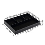 4 Compartments Leatherette Valet Tray Desk Dresser Top Organizer Box for Wallets Coins Keys and Jewelry