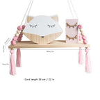 Ins Style Wall Shelf Child Decorative Shelf Hanging with Rope and Wooden Board Princess Bedroom