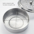 Round Mosquito Coil Holder Stainless Steel Mosquito Coil Disk Portable Mosquito Coil Tray with Hollow Cover