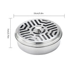Round Mosquito Coil Holder Stainless Steel Mosquito Coil Disk Portable Mosquito Coil Tray with Hollow Cover