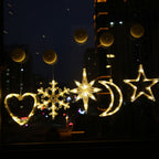 Window Sucker Holiday Lamp LED Christmas Trees Deer Bell Star Santa Hanging Garland Light Wall Decorative