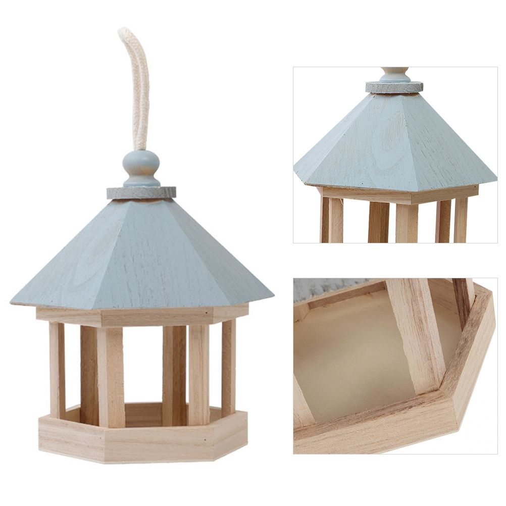 Wooden House Bird Feeder Hanging Feeding Station Hollow Bird Feeder
